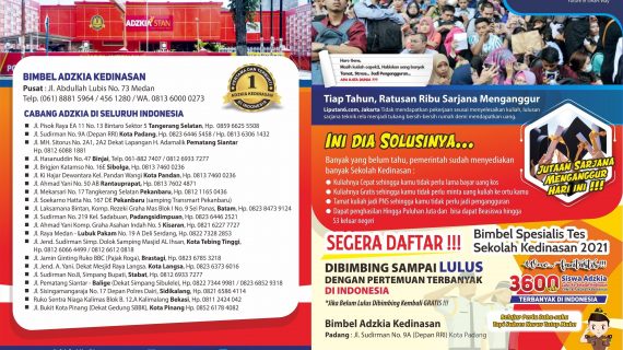 Bimbel Sekolah Kedinasan di Padang Garansi 100% Uang Kembali, Bimbel Adzkia