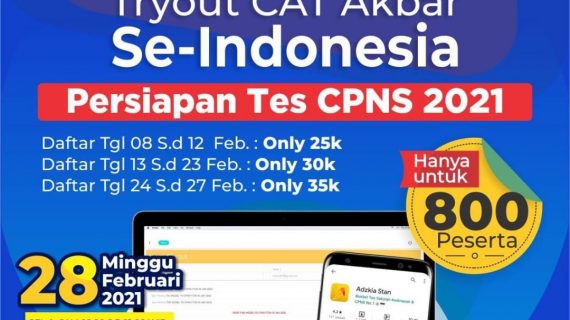 Tryout CAT Serentak Se-Indonesia, Persiapan Tes CPNS 2021, Bimbel Adzkia